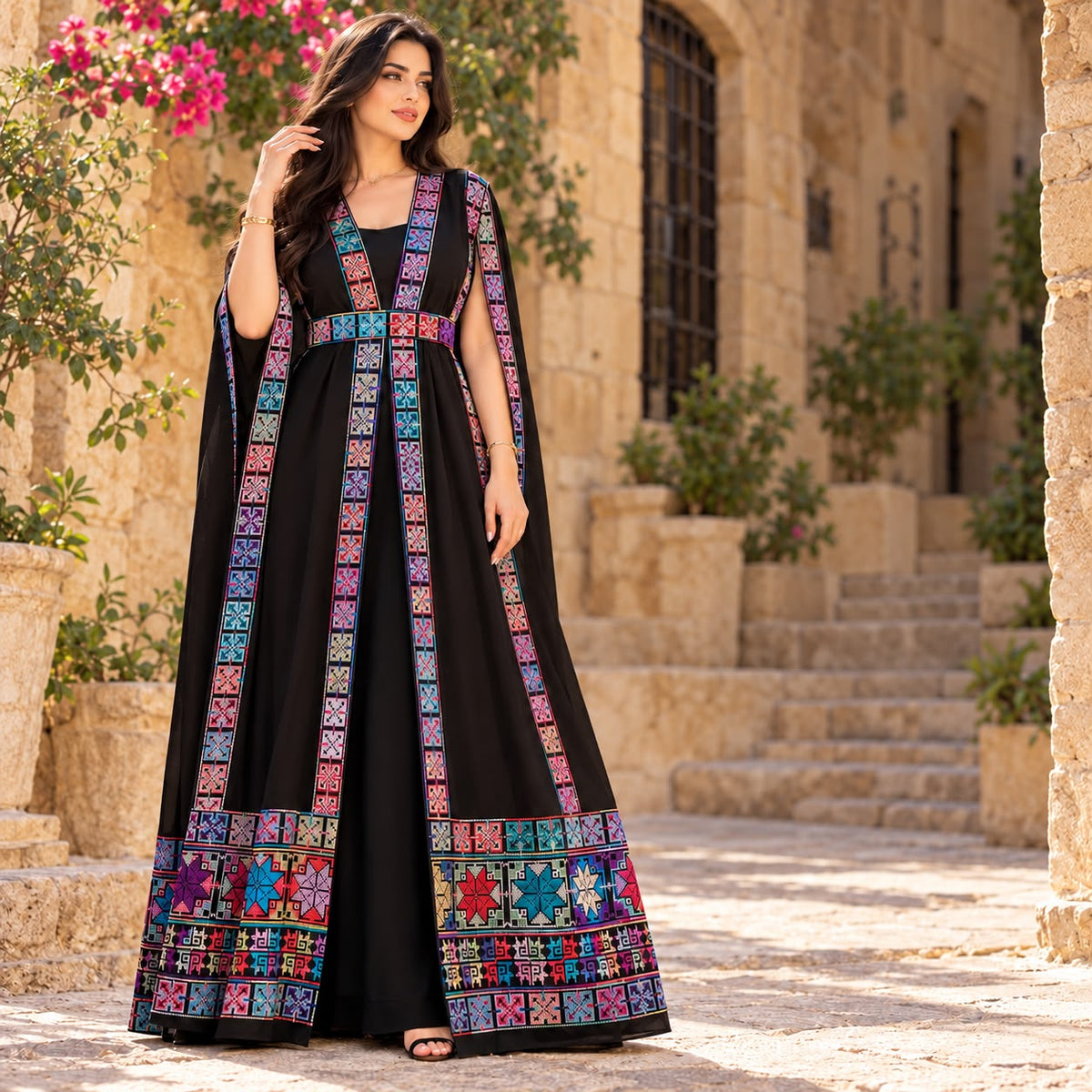 LONG SLEEVELESS CAPE - ROYAL THREADS