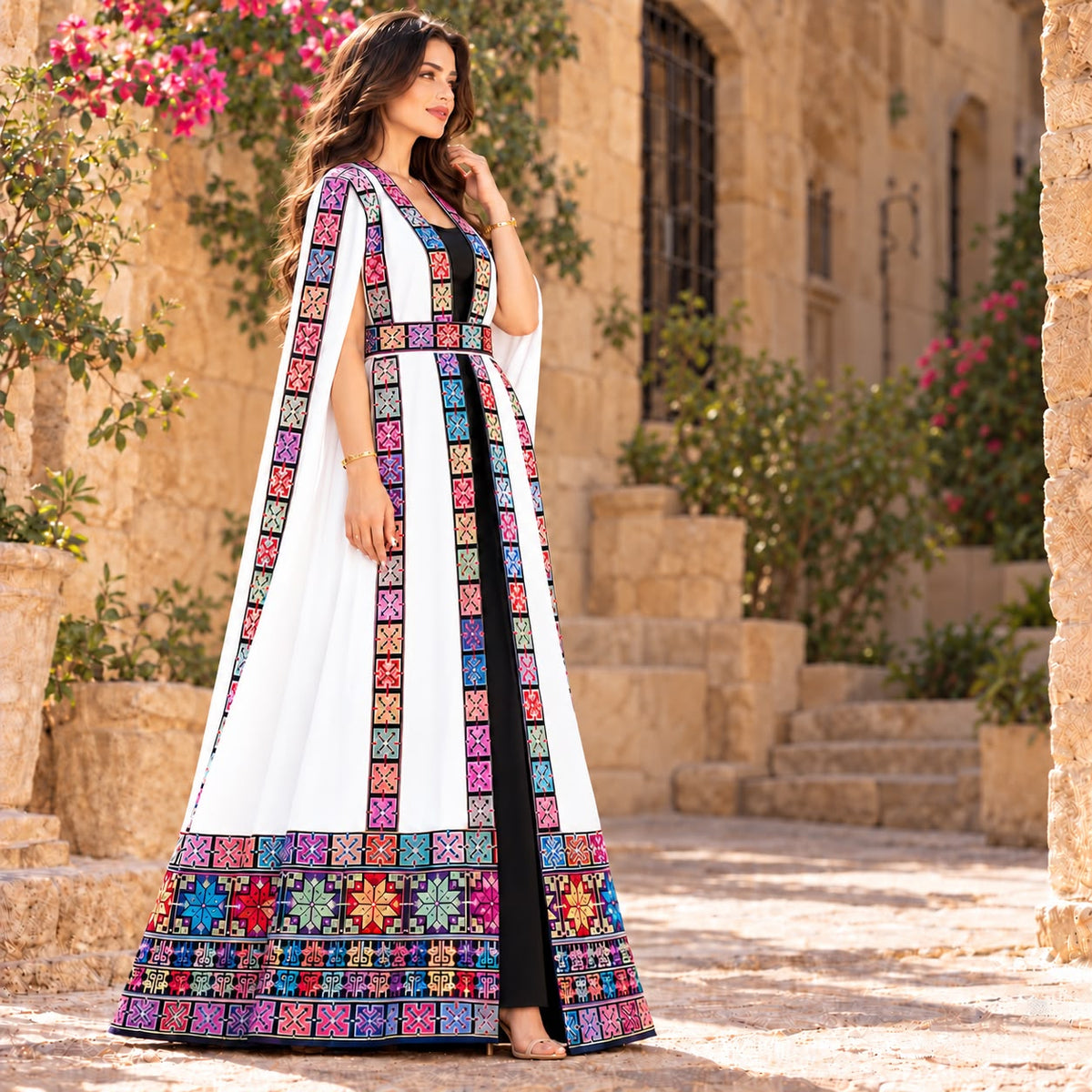 LONG SLEEVELESS CAPE - ROYAL THREADS