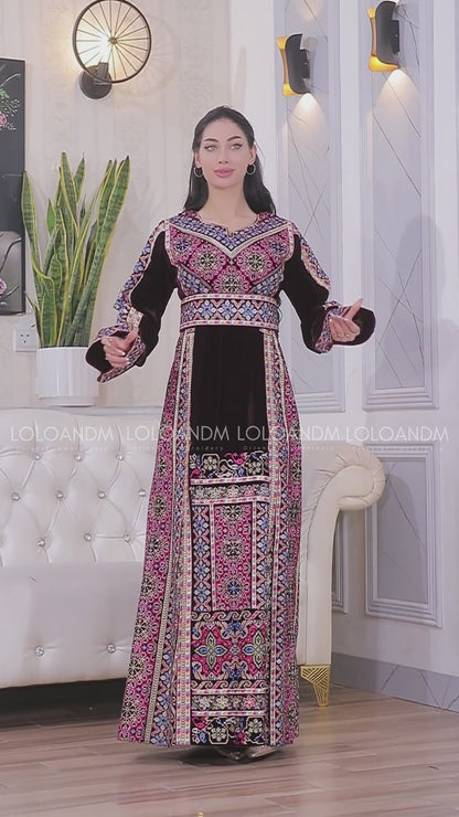 Embroidered Velvet Thob
